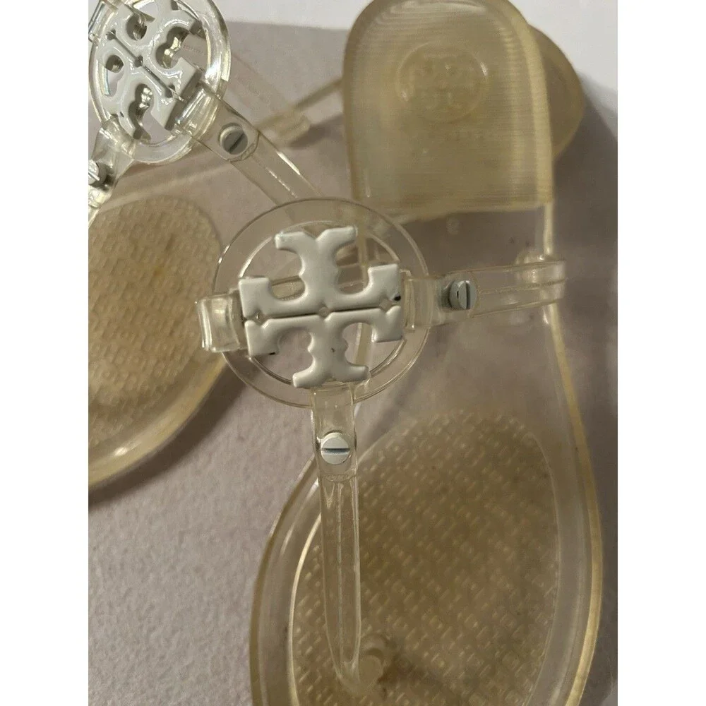 Tory Burch Mini Miller Clear Jelly With White Logo Womens Size 6